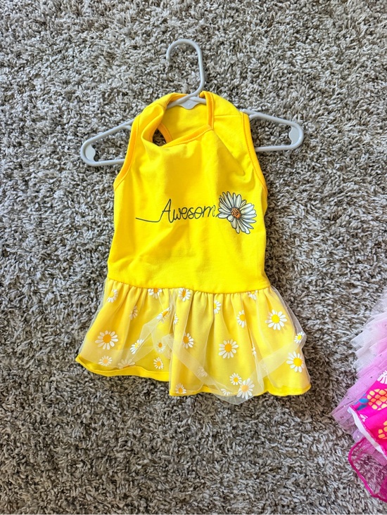 Other - Yellow Daisy Halter Dress with 'Awesome' Script Size Small